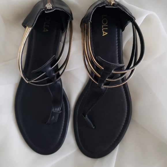 NEW sandals with gold accent - Picture 2 of 4